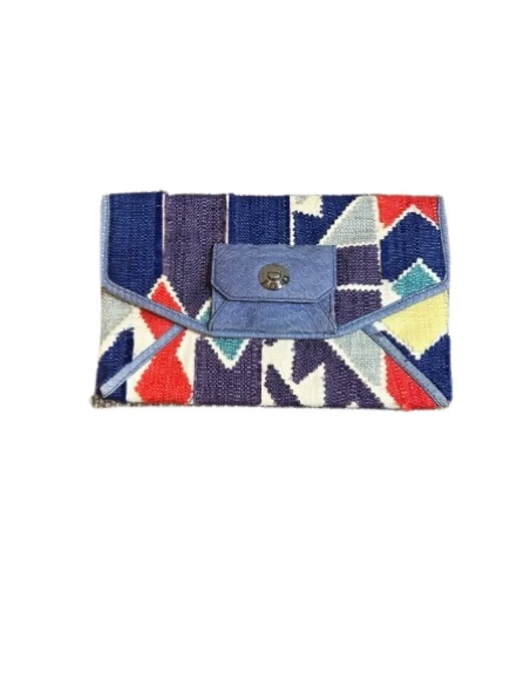Henri Bendel Woven Navy Textured Clutch Bag
